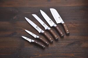 Univerzálny nôž Bergner z nehrdzavejúcej ocele a bukového dreva / 12,5 cm / strieborný / hnedý