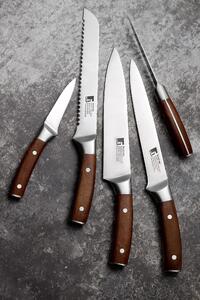 Lúpací nôž Bergner z nehrdzavejúcej ocele a bukového dreva / 8,75 cm / ergonomická rukoväť / strieborná / hnedá