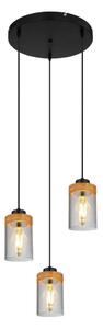 Globo 15557-3H - Luster na lanku FINCA 3xE27/40W/230V kov/drevo
