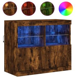 Komoda s LED svetlami dymový dub 81x37x67 cm
