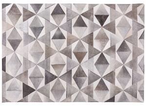 Koberec sivý z pravej hovädzej kože 160 x 230 cm patchworkový geometrický vzor obdĺžnikový moderný