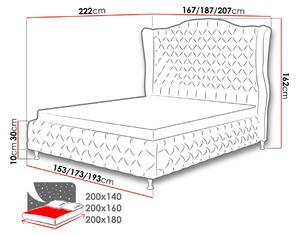 Čalúnená manželská posteľ 160x200 PLON - červená