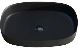 CERANO - Umývadlo na dosku z liateho mramoru Atria - čierna matná - 60x40 cm