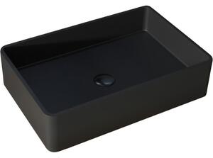 CERANO - Umývadlo na dosku z liateho mramoru Lacerta - čierna matná - 60x40 cm