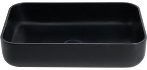 CERANO - Umývadlo na dosku z liateho mramoru Ora - čierna matná - 54x36 cm