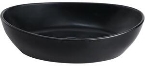 CERANO - Umývadlo na dosku z liateho mramoru Luna - čierna matná - 52,8x30,9 cm