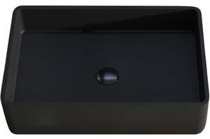 CERANO - Umývadlo na dosku z liateho mramoru Lacerta - čierna matná - 60x40 cm