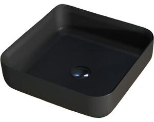 CERANO - Umývadlo na dosku z liateho mramoru Viva - čierna matná - 40x40 cm