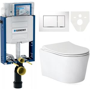 AKCE/SET/LIVERO Geberit - Modul pre závesné WC s tlačidlom + CERANO - WC misa rimless Puerto - biela + Geberit - Ovládacie tlačidlo splachovania, bie…