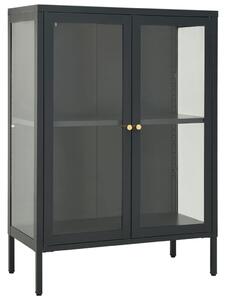Komoda antracitová 75x35x105 cm oceľ a sklo