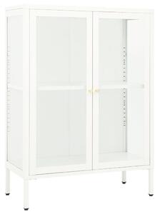 Komoda biela 75x35x105 cm oceľ a sklo