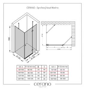 CERANO - Sprchovací kút Marino L/P - chróm, transparentné sklo - 90x80 cm - krídlový