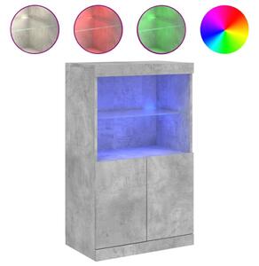 Komoda s LED svetlami betónovo sivá 60,5x37x100 cm