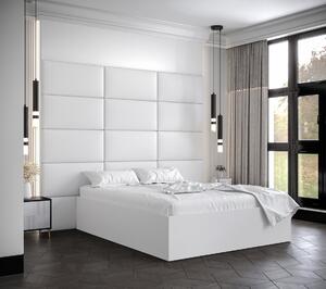 Dvojlôžko s čalúnenými panelmi MIA 1 - 160x200, biele, biele panely z ekokože
