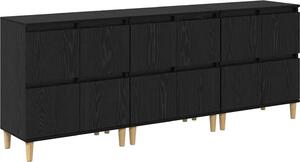 Komody 3 pcs Čierny dub 60 x 35 x 70 cm Kompozitné drevo