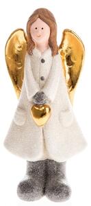 Biela keramická soška anjela Dakls, výška 17 cm