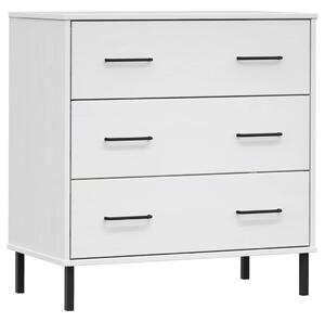 Komoda s 3 zásuvkami biela 77x40x79,5 cm masívne drevo OSLO