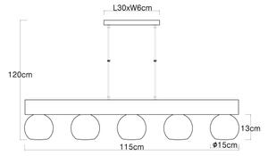 Globo 15656-5H - Luster na lanku MOITAS 5xE27/40W/230V