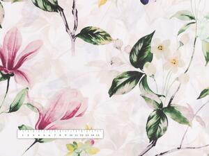 Bavlnená látka/plátno Sandra SA-287 Mix kvetov na bielom - šírka 160 cm