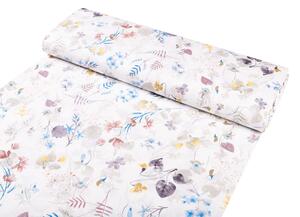 Biante Detské bavlnené posteľné obliečky do postieľky Sandra SA-290 Farebné lučne kvety na bielom Do postieľky 90x130 a 40x60 cm