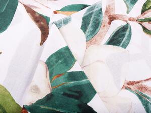 Biante Bavlnený záves Sandra SA-293 Magnólia so zelenými listami na bielom 150x140 cm