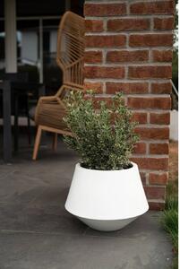 Okrúhly kvetináč BERBELIT, sklolaminát, výška 30 cm, biely