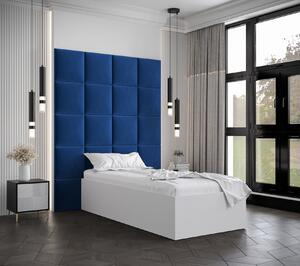 Jednolôžko s čalúnenými panelmi MIA 3 - 90x200, biele, modré panely