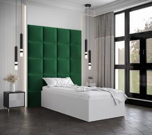 Jednolôžko s čalúnenými panelmi MIA 3 - 90x200, biele, zelené panely