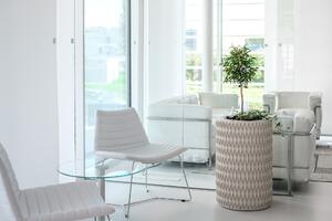Moderný kvetináč BOTTEGA, výška 70 cm, krémová, outlet