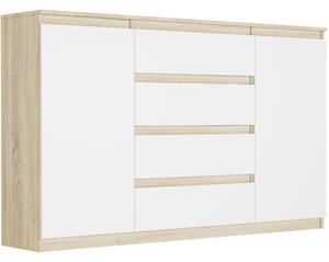 Komoda 160 cm so zásuvkami a dvierkami FRAMIRE R-160-S4 v prevedení sonoma mix