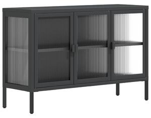 Komoda čierna 105x35x70 cm sklo a oceľ