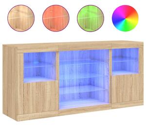 Komoda s LED svetlami dub sonoma 142,5x37x67 cm