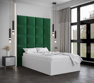 Jednolôžko s čalúnenými panelmi MIA 3 - 120x200, biele, zelené panely