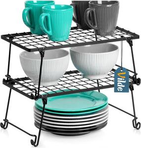 Vilde | Kuchynská polička - Skriňová polička - Kovová - Polička na poháre - Čierna 36x22x15 cm - 2 kusy