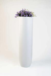Vysoký kvetináč SOLERIO, sklolaminát, výška 120 cm, biely mat, outlet