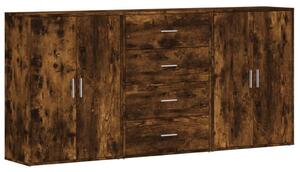 Komody 3 ks dymový dub 60x31x84 cm kompozitné drevo