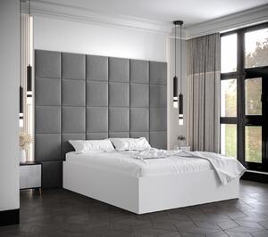 Manželská posteľ s čalúnenými panelmi MIA 3 - 140x200, biela, šedé panely