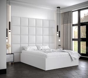 Manželská posteľ s čalúnenými panelmi MIA 3 - 160x200, biela, biele panely z ekokože