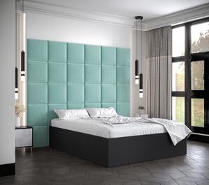 Manželská posteľ s čalúnenými panelmi MIA 3 - 140x200, čierna, mätové panely