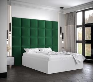 Manželská posteľ s čalúnenými panelmi MIA 3 - 140x200, biela, zelené panely