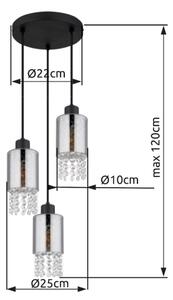 Globo 15799-3H - Luster na lanku BACKEY 3xE27/40W/230V pr. 25 cm čierna