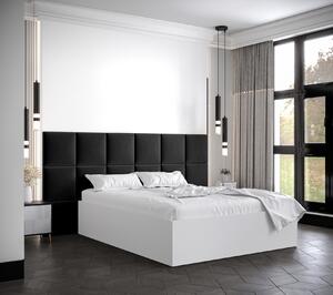 Manželská posteľ s čalúnenými panelmi MIA 4 - 160x200, biela, čierne panely