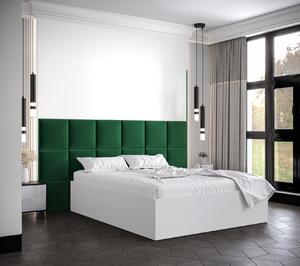 Manželská posteľ s čalúnenými panelmi MIA 4 - 160x200, biela, zelené panely
