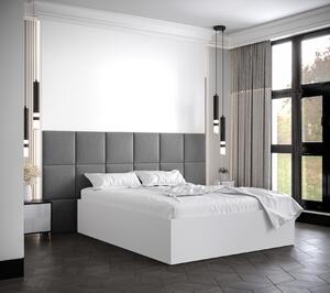 Manželská posteľ s čalúnenými panelmi MIA 4 - 160x200, biela, šedé panely