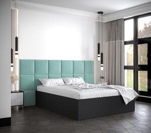 Manželská posteľ s čalúnenými panelmi MIA 4 - 140x200, čierna, mätové panely
