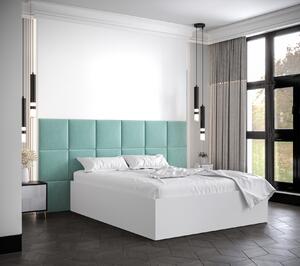 Manželská posteľ s čalúnenými panelmi MIA 4 - 140x200, biela, mätové panely