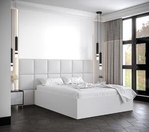 Manželská posteľ s čalúnenými panelmi MIA 4 - 160x200, biela, biele panely z ekokože