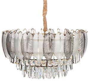 Luster mosadzný kov sklo ⌀ 50 cm závesná lampa krištáľový sklenený glamour štýl obývačka spálňa