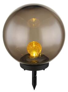 GLOBO SOLAR 33827 dekoratívne solárne svietidlo zapichovacia guľa D250mm LED 0,06W 3000K IP44, vrátane batérie 1xAA 200mAh 1.2V, dymová, jantárová
