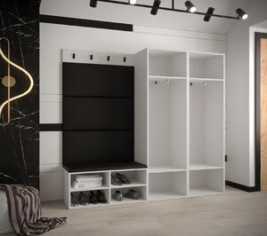Predsieňový nábytok s čalúnenými panelmi HARRISON - biely, šedé panely